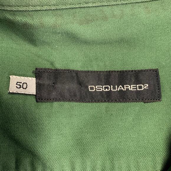 DSQUARED2 Size M Green Cotton Blend Spread Collar Long Sleeve Shirt - Picture 6 of 9